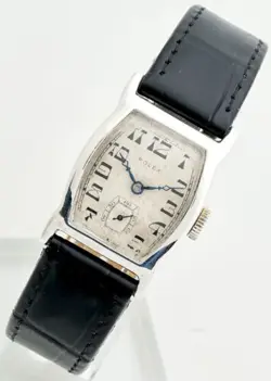 Rolex Prima Tonneau ‘1928’ Rare Gents Collectors Vintage Sterling Silver Watch,