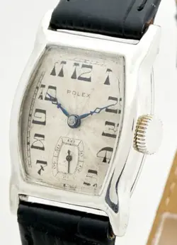 Rolex Prima Tonneau ‘1928’ Rare Gents Collectors Vintage Sterling Silver Watch,