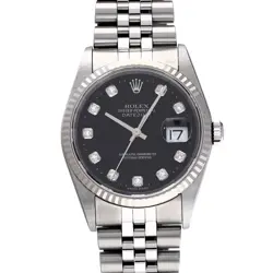 ROLEX DATEJUST 16234G BLACK/DIAMOND WATCH 675884
