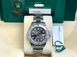 ROLEX Yacht Master 37mm 268622 Rhodium Dial Stainless Steel & Platinum BOX PAPER