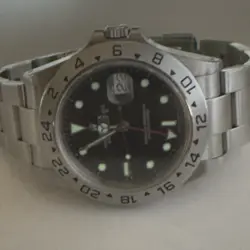 ROLEX MENS EXPLORER II 40MM serial P 16570 BLACK STAINLESS STEEL GMT DATE WATCH