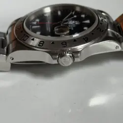 ROLEX MENS EXPLORER II 40MM serial P 16570 BLACK STAINLESS STEEL GMT DATE WATCH