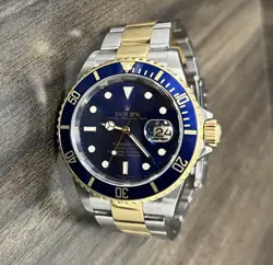 ROLEX 16613 SUBMARINER DATE 18K BLUESY 40MM 2007 Z SERIAL OC # 1571