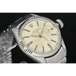 ROLEX OYSTER PERPETUAL DATE 6517 SILVER DIAL 25MM AUTOMATIC STAINLESS STEEL