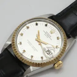 ROLEX OYSTER PERPETUAL DATE 1505 STAINLESS STEEL SILVER DIAL WRISTWATCH ANALOG
