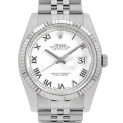 ROLEX DATEJUST 116234 WHITE ROMAN 5 ROW JUBILEE BRACELET RANDOM NUMBER SECON...