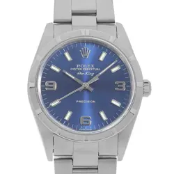ROLEX AIR KING 14010M BLUE 369 WHITE BAR F NUMBER SECOND HAND MENS