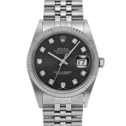 ROLEX DATEJUST 16234G BLACK/DIAMOND WATCH 675921