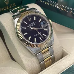 ROLEX DATEJUST 41MM BLACK DIAL YELLOW GOLD STEEL FLUTED BEZEL REF: 126333