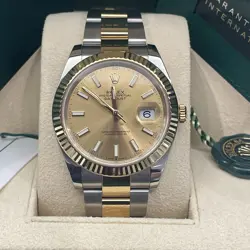 ROLEX DATEJUST 41MM CHAMPAGNE DIAL YELLOW GOLD STEEL FLUTED BEZEL REF: 126333