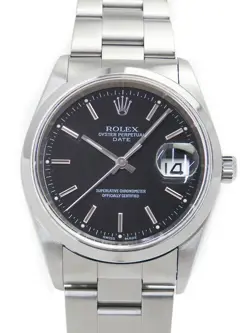 ROLEX OYSTER PERPETUAL DATE 15200 BLACK MEN'S USED WATCH #631423