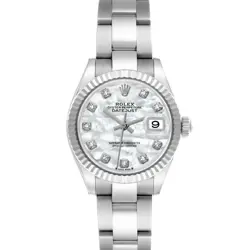 ROLEX DATEJUST STEEL WHITE GOLD MOP DIAMOND DIAL LADIES WATCH 279174 UNWORN