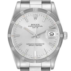 Rolex Date Engine Turned Bezel Vintage Steel Automatic Mens Watch 15010
