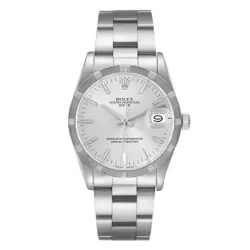 Rolex Date Engine Turned Bezel Vintage Steel Automatic Mens Watch 15010