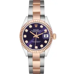 Rolex Datejust Steel Rose Gold Purple Diamond Ladies Watch 279171 Box Card