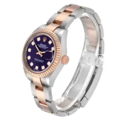 Rolex Datejust Steel Rose Gold Purple Diamond Ladies Watch 279171 Box Card
