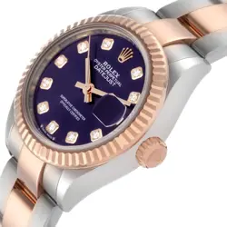 Rolex Datejust Steel Rose Gold Purple Diamond Ladies Watch 279171 Box Card