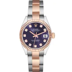 Rolex Datejust Steel Rose Gold Purple Diamond Ladies Watch 279171