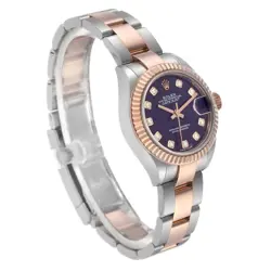 Rolex Datejust Steel Rose Gold Purple Diamond Ladies Watch 279171