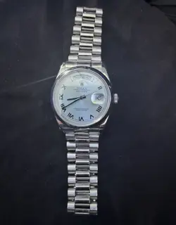 ROLEX 118206 DAY-DATE PLATINUM GLACIER BLUE DIAL