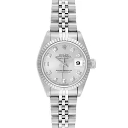 ROLEX DATEJUST STEEL WHITE GOLD DIAMOND DIAL LADIES WATCH 69174