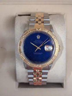 1991 ROLEX DATEJUST 16263 TURNOGRAPH LAPIS DIAL TT 18KT JUBILEE NO PAPERS 36MM