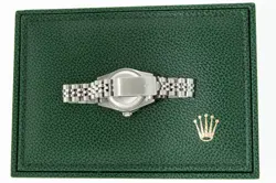 ROLEX LADIES DATEJUST STEEL AND 18K GOLD WITH GREEN DIAMOND DIAL AND BEZEL WATCH