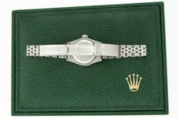 ROLEX LADIES DATEJUST STEEL AND 18K GOLD WITH GREEN DIAMOND DIAL AND BEZEL WATCH
