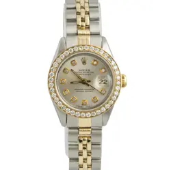 1983 ROLEX DATEJUST 6917 STEEL & 18K SILVER DIAMOND DIAL BEZEL 26MM LADIES WATCH