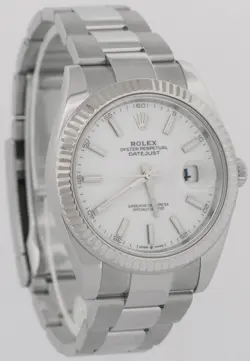 MINT 2023 Rolex DateJust 41 WHITE 18K Gold Stainless Steel OYSTER 41mm 126334
