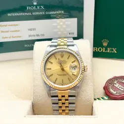 ROLEX 16233 DATEJUST 36MM STEEL YELLOW GOLD CHAMPAGNE JUBILEE 1989