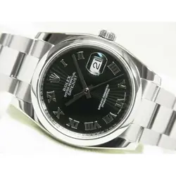 ROLEX DATEJUST BLACK SUNBEAM AUTOMATIC WATCH