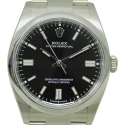 ROLEX OYSTER PERPETUAL 36 AUTOMATIC SS BLACK LEATHER MEN'S WATCH