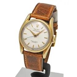 1950s ROLEX Semi Bubble Back Bombay Case Ref.6018 K14 Yellow Gold Silver Antique