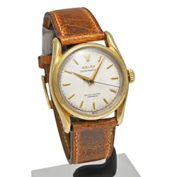 1950s ROLEX Semi Bubble Back Bombay Case Ref.6018 K14 Yellow Gold Silver Antique