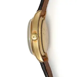1950s ROLEX Semi Bubble Back Bombay Case Ref.6018 K14 Yellow Gold Silver Antique