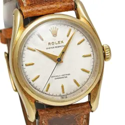 1950s ROLEX Semi Bubble Back Bombay Case Ref.6018 K14 Yellow Gold Silver Antique