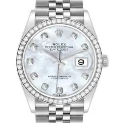 ROLEX DATEJUST STEEL WHITE GOLD MOP DIAMOND MENS WATCH 126284 BOX CARD