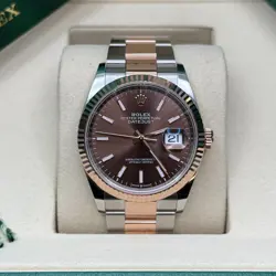 ROLEX DATEJUST 36 NEW 2025 CHOCOLATE INDEX DIAL TWO TONE ROSE GOLD OYSTER