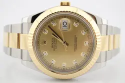 ROLEX DATEJUST II 18K YELLOW GOLD AND STEEL CHAMPAGNE DIAMOND DIAL 41MM 116333