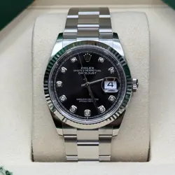 ROLEX DATEJUST 36 NEW 2025 BLACK DIAMOND DIAL STAINLESS STEEL OYSTER FLUTED