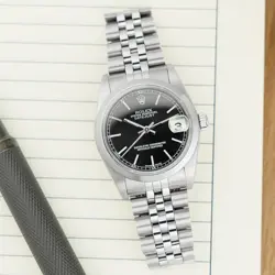 ROLEX DATEJUST 31 78240, STAINLESS STEEL, BLACK DIAL, JUBILEE BRACELET