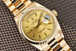 1988 ROLEX DAY-DATE PRESIDENT 36MM 18K YELLOW GOLD CHAMPAGNE DIAL 18038 WATCH