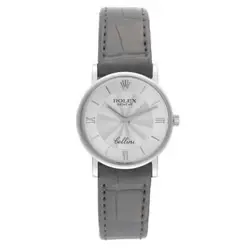 Rolex Cellini Classic White Gold Decorated Silver Dial Mens Watch 5115 Papers