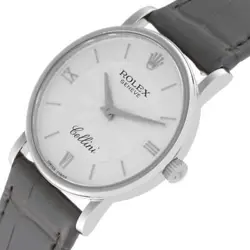 Rolex Cellini Classic White Gold Decorated Silver Dial Mens Watch 5115 Papers