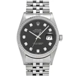 ROLEX DATEJUST 16234G BLACK/DIAMOND WATCH 670679