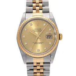 ROLEX DATEJUST 16233G CHAMPAGNE/DIAMOND WATCH 670019