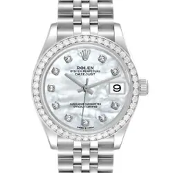 ROLEX DATEJUST MIDSIZE 31 STEEL WHITE GOLD MOP DIAMOND LADIES WATCH 278384