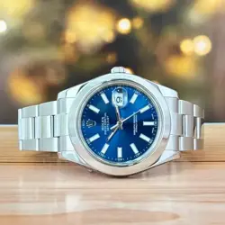 ROLEX DATEJUST II 41MM BLUE DIAL STEEL AUTOMATIC WATCH