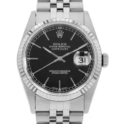 ROLEX DATEJUST 16234 BLACK BAR W NUMBER SECOND HAND MENS